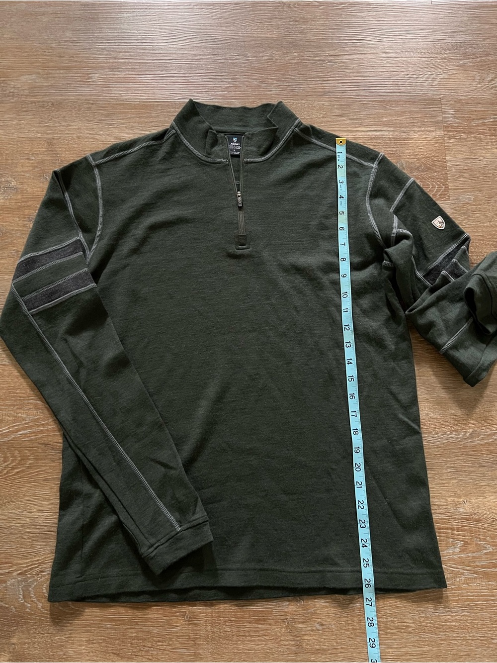 KÜHL 100% Merino Wool Quarter Zip Base Layer | Forest Green | Large - Picture 10 of 15